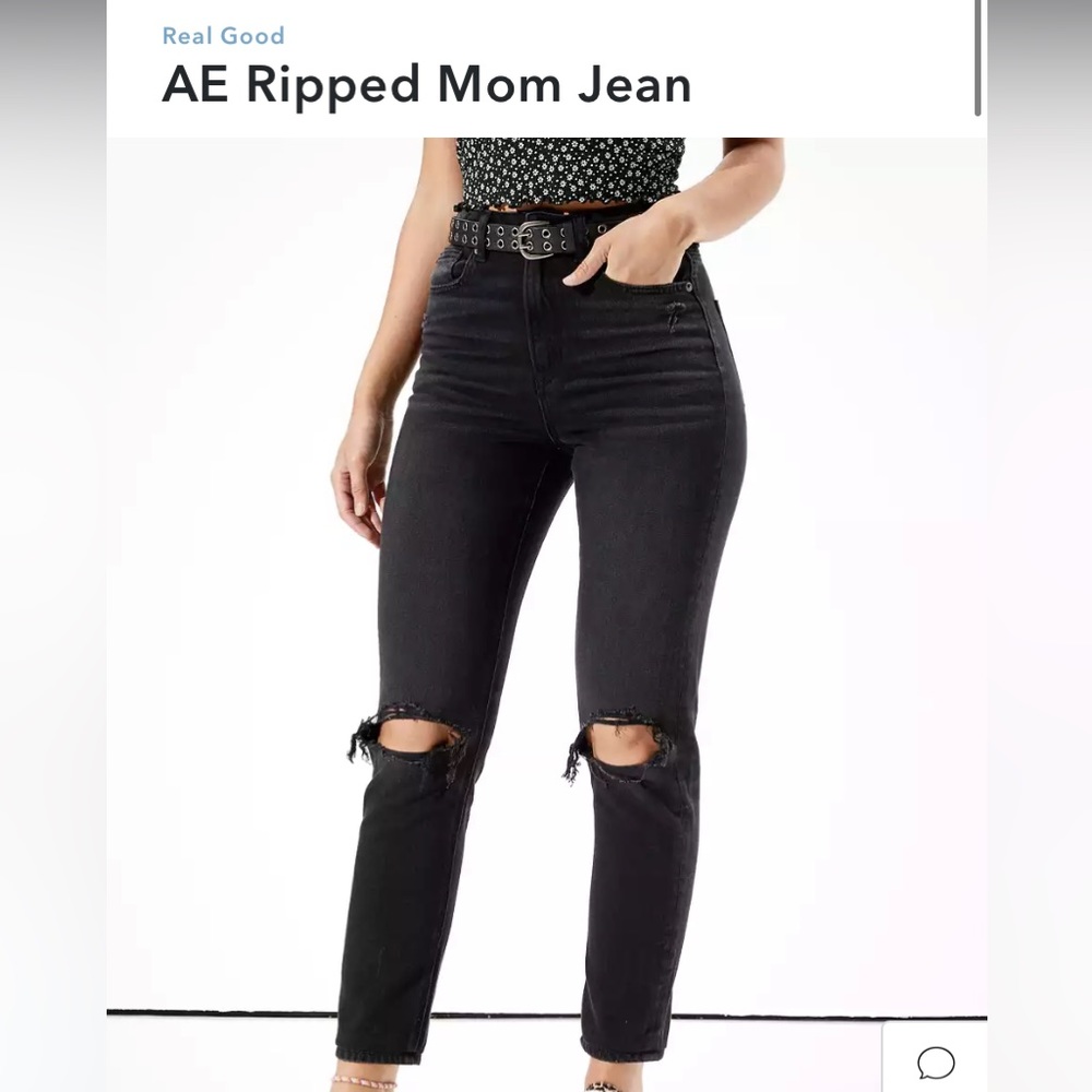 American Eagle Black Ripped Mom Jeans